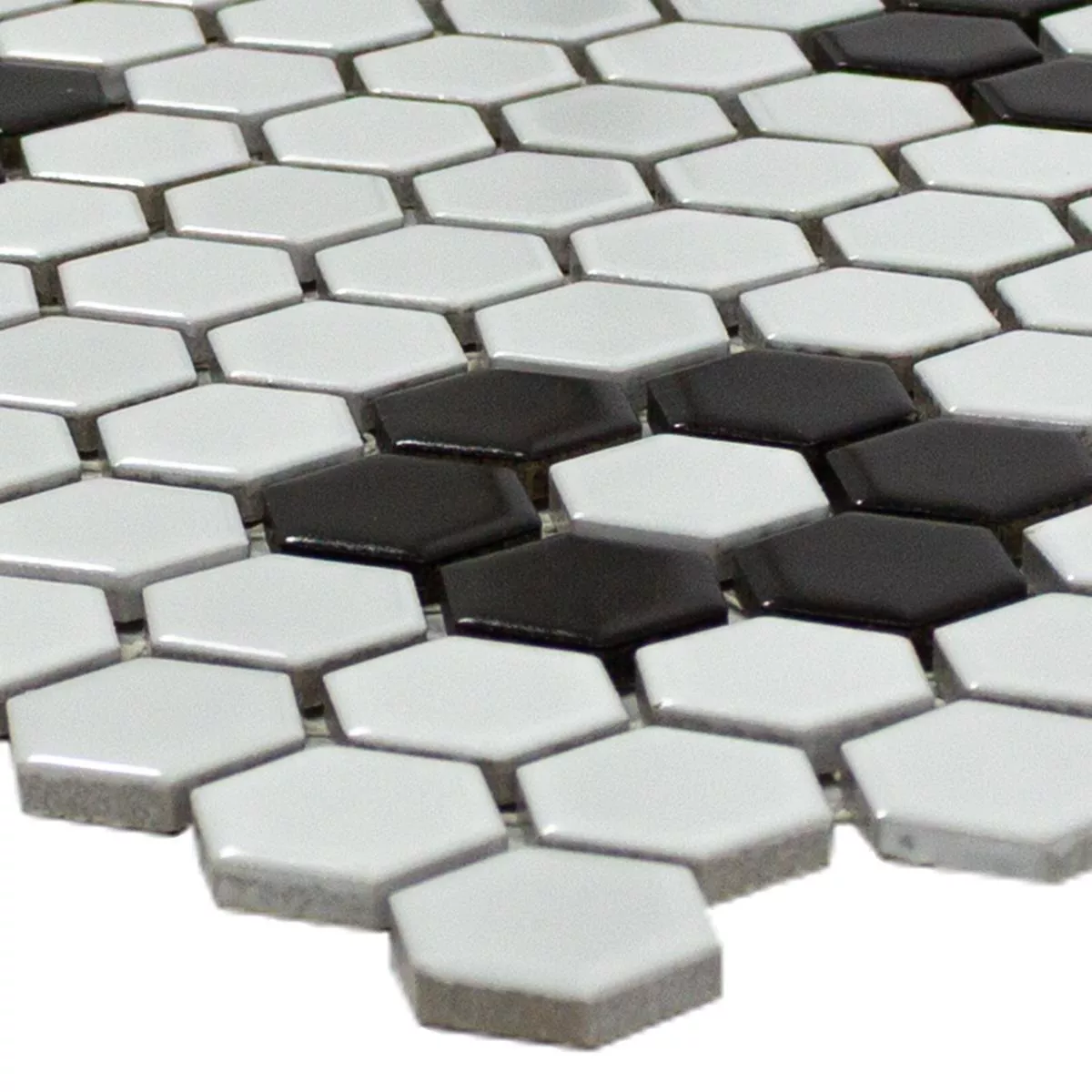 Ceramic Mosaic Tile Hexagon Osaka Black White Ceramic Mosaic Tile Hexagon Osaka Black White