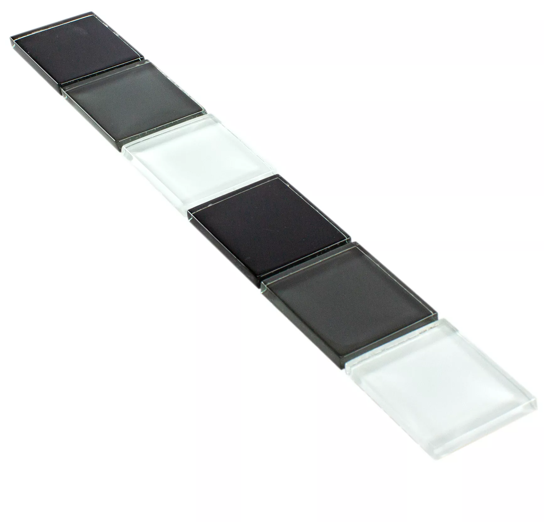Glass Tiles Border Exira Black Blanc Grey