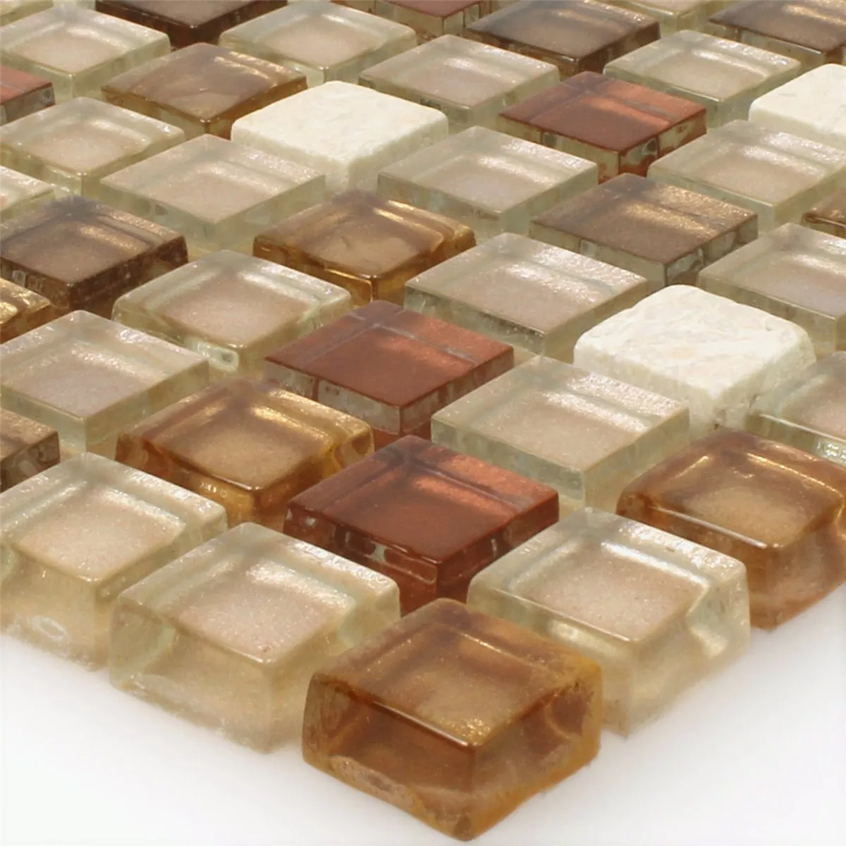 Mosaic Tiles Glass Natural Stone Mix Ocker Gold