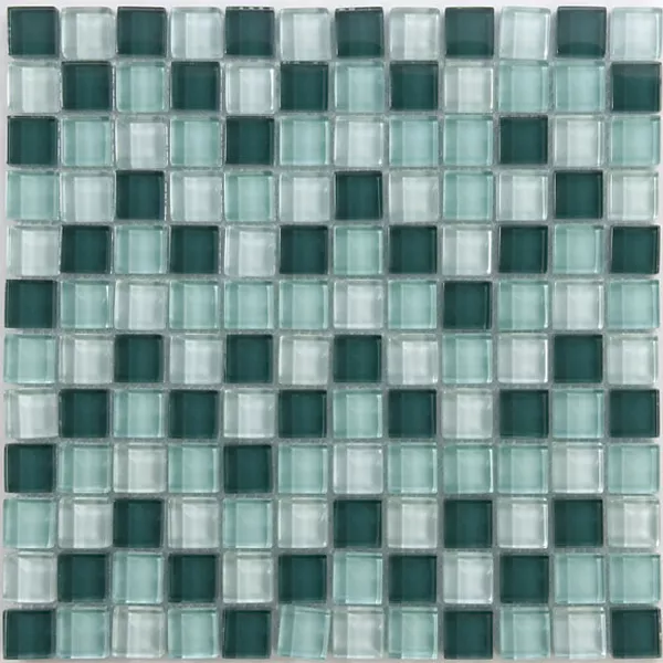 Mosaic Tiles Glass 23x23x8mm Green Mix