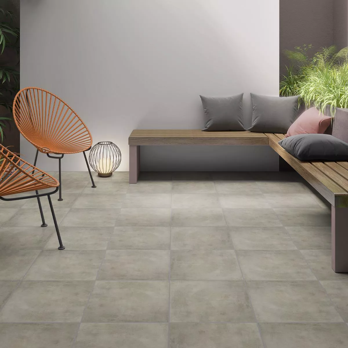 Terrace Tiles Porcelain Stoneware Herzford Grey 100x100x2cm