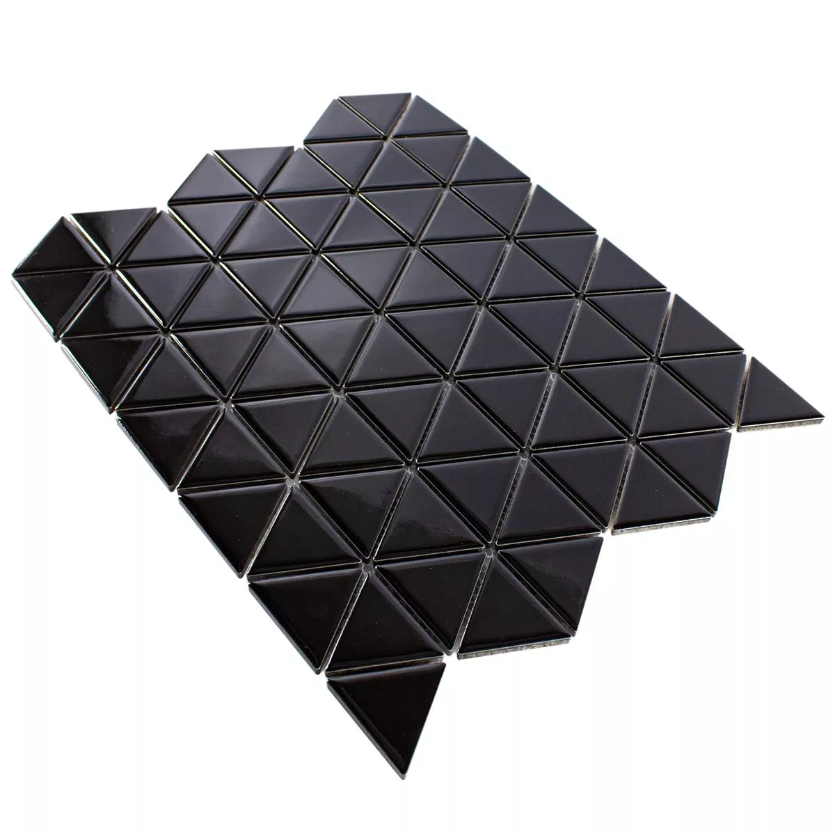 Sample Ceramic Mosaic Tiles Arvada Triangle Black Glossy