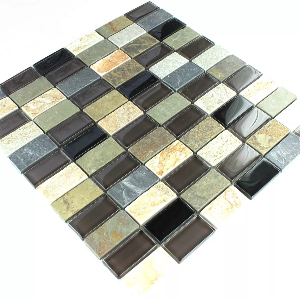 Sample Mosaic Tiles Glass Marble Brown Mix 