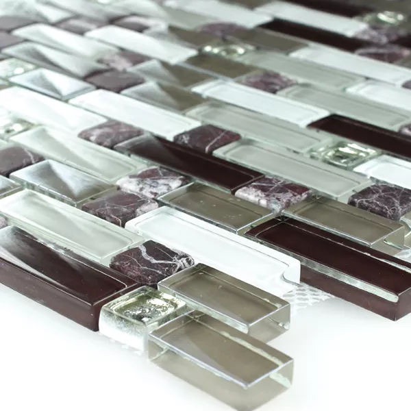 Mosaic Tiles Glass Marble Purple Brown 3 Mix Format
