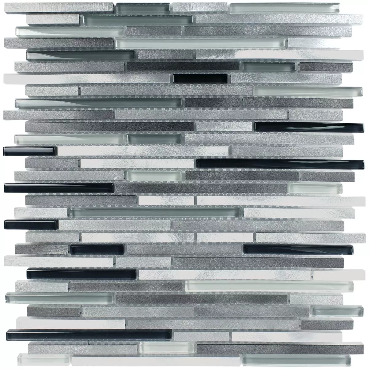 Sample Glass Metal Mosaic Tiles Freeway Black Silver