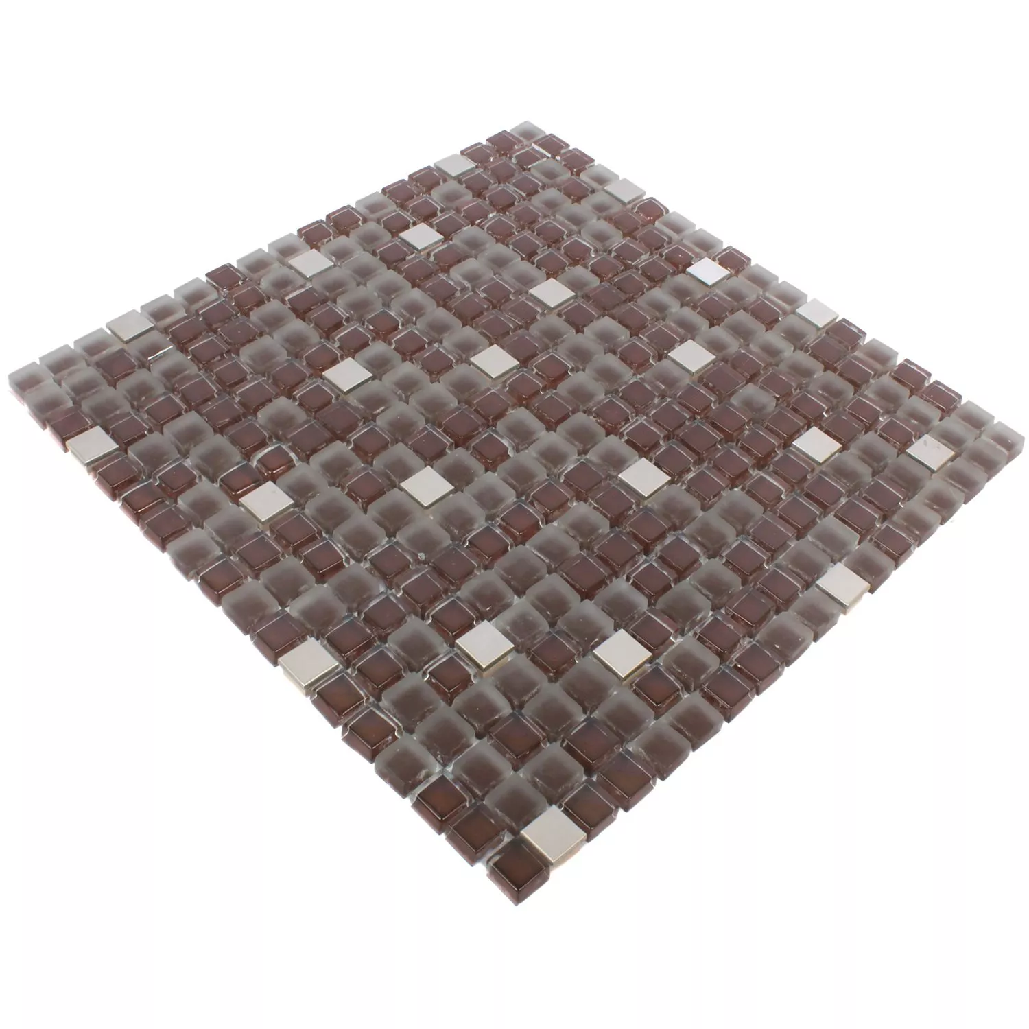 Sample Mosaic Tiles Rotterdam Stainless Steel Glass Mix Brown Silver