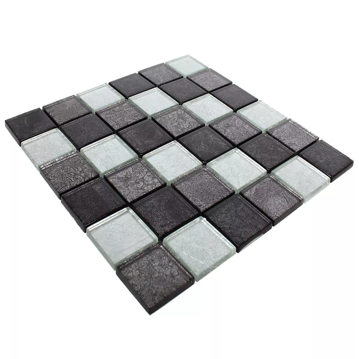 Glass Mosaic Tiles Curlew Black Silver 48