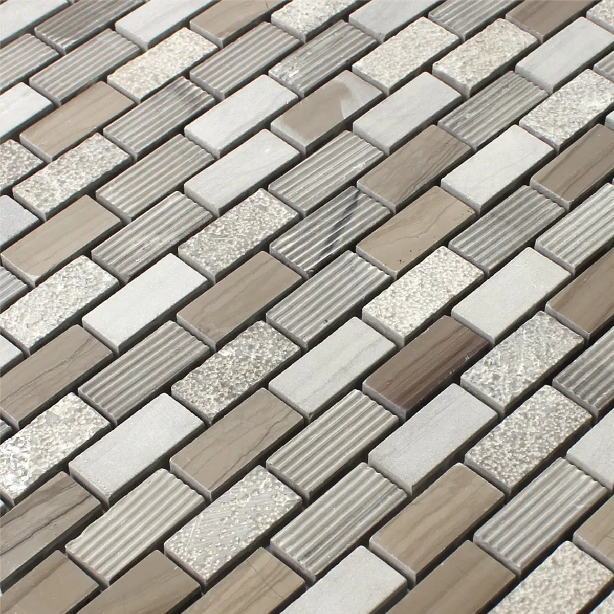 Mosaic Tiles Natural Stone Mocca Brown 15x30x8mm