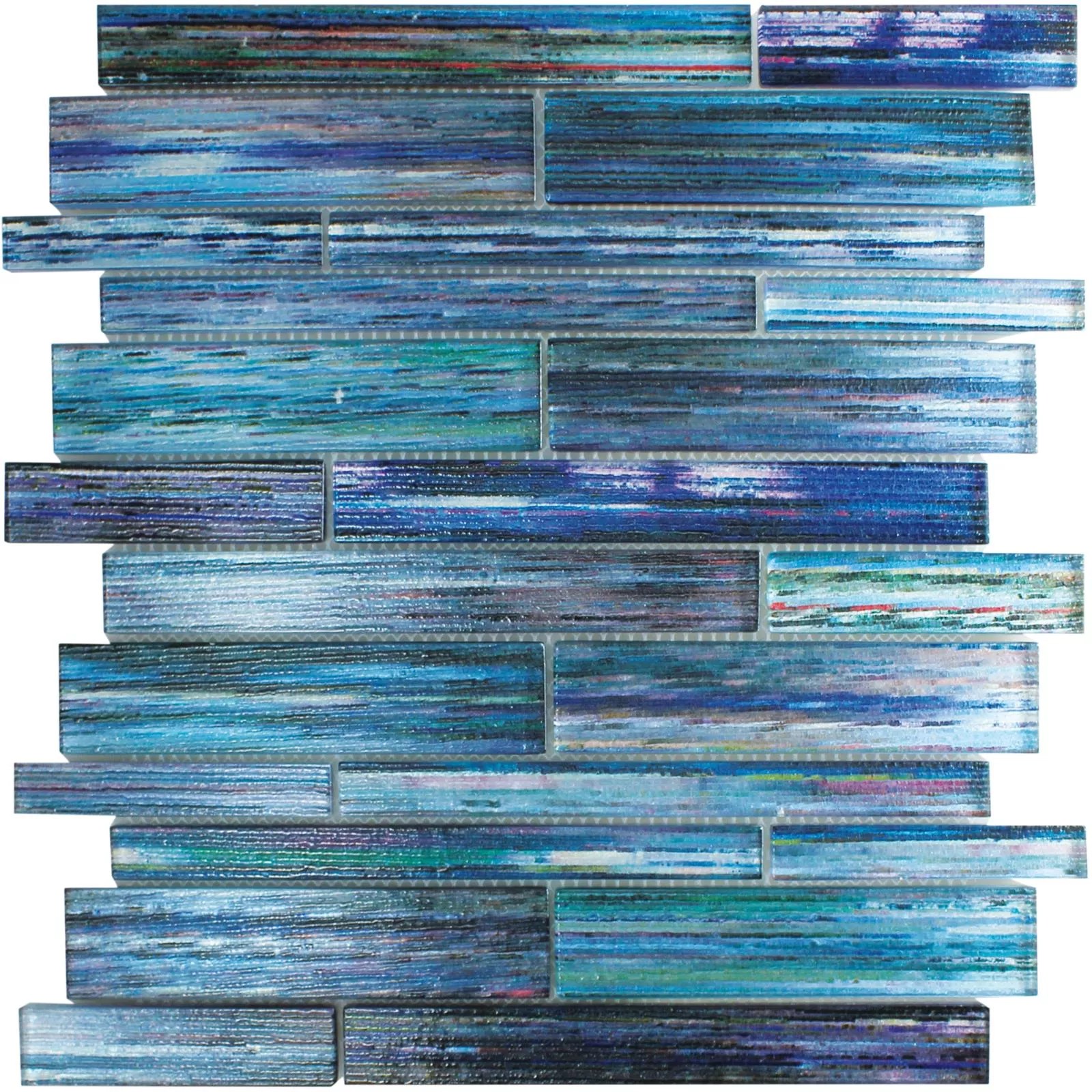 Glass Mosaic Tiles Lemont Structured Blue Grey