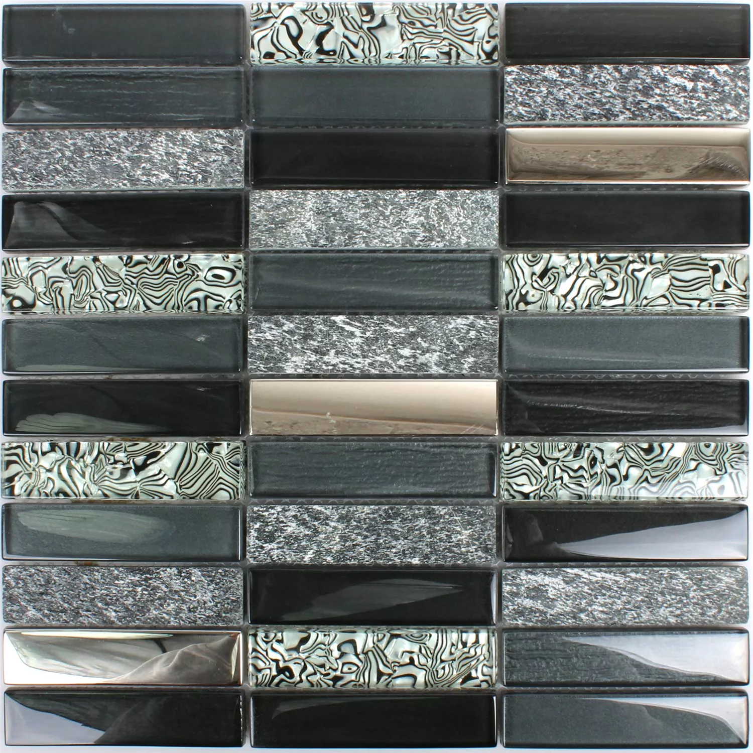Sample Mosaic Tiles Magia Glass Natural Stone Mix Black