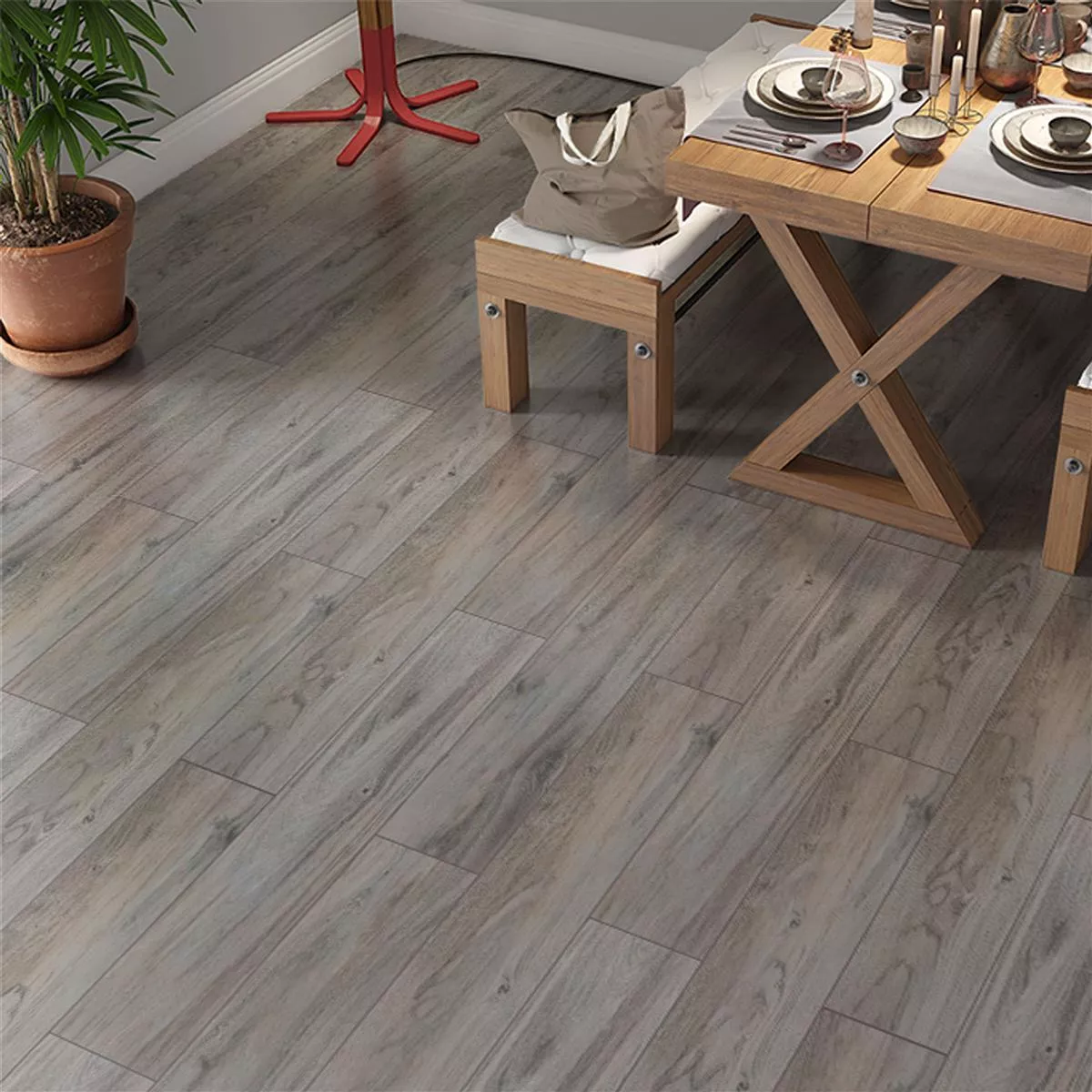 Floor Tiles Wood Optic Fullwood Grey 20x120cm