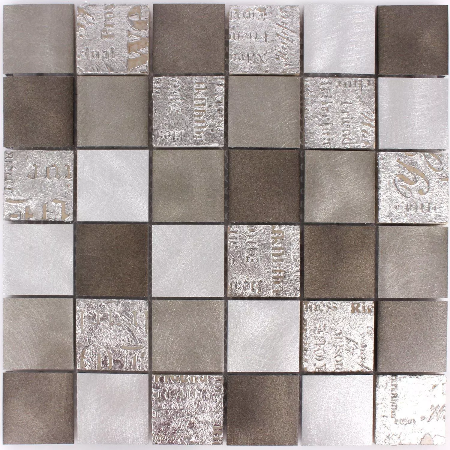 Mosaic Tiles Metal Natural Stone Parole Brown Silver