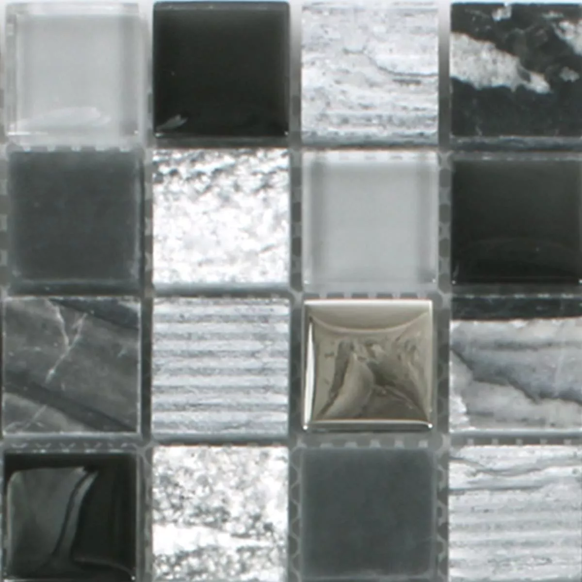 Sample Mosaic Tiles Venzona Black Silver 