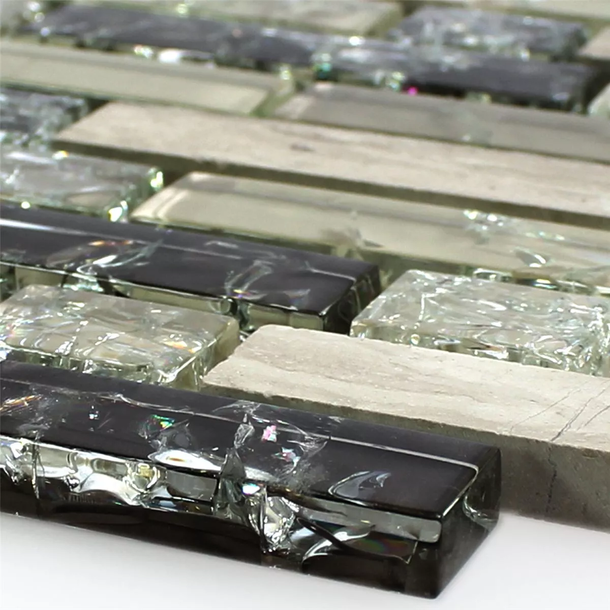 Mosaic Tiles Glass Natural Stone SmoothBroken Green Grey