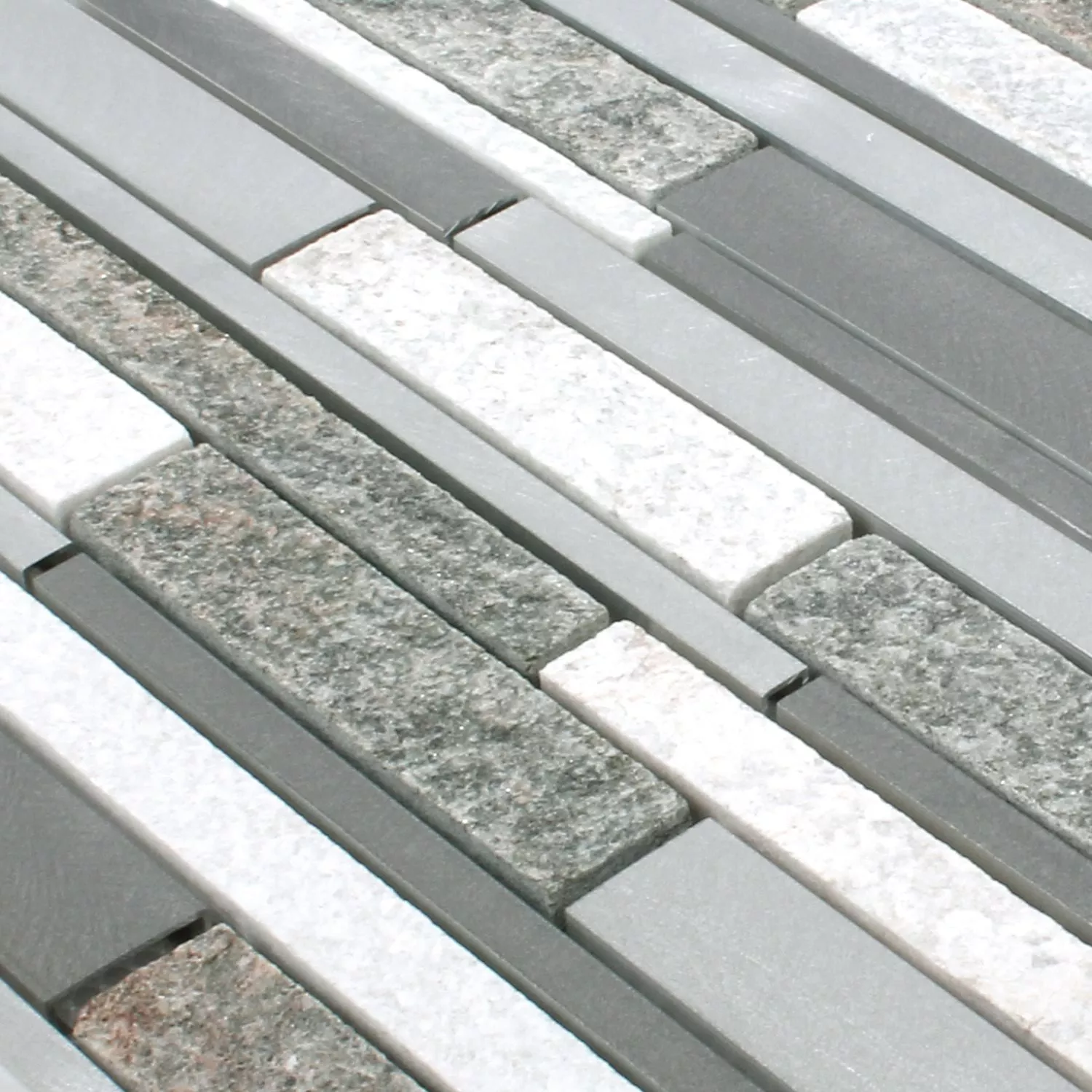 Mosaic Tiles Wolga Quartzite Aluminium Mix