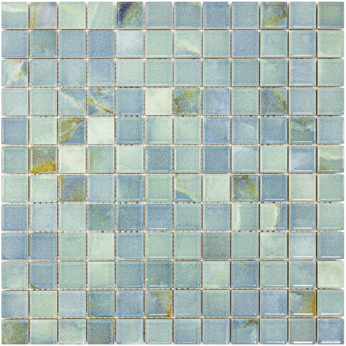 Ceramic Mosaic Tiles Elysium Marble Optic Sky Blue 23