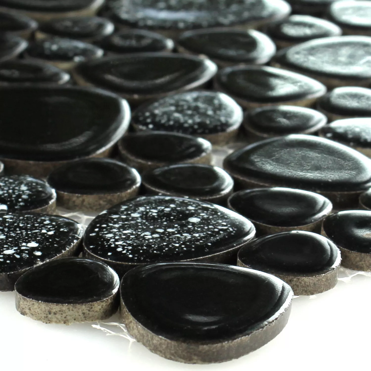 Sample Mosaic Tiles Ceramic Pebble Black