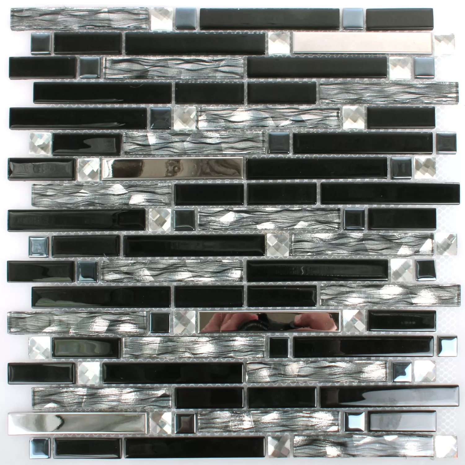 Sample Mosaic Tiles Malaya Black Silver Pattern