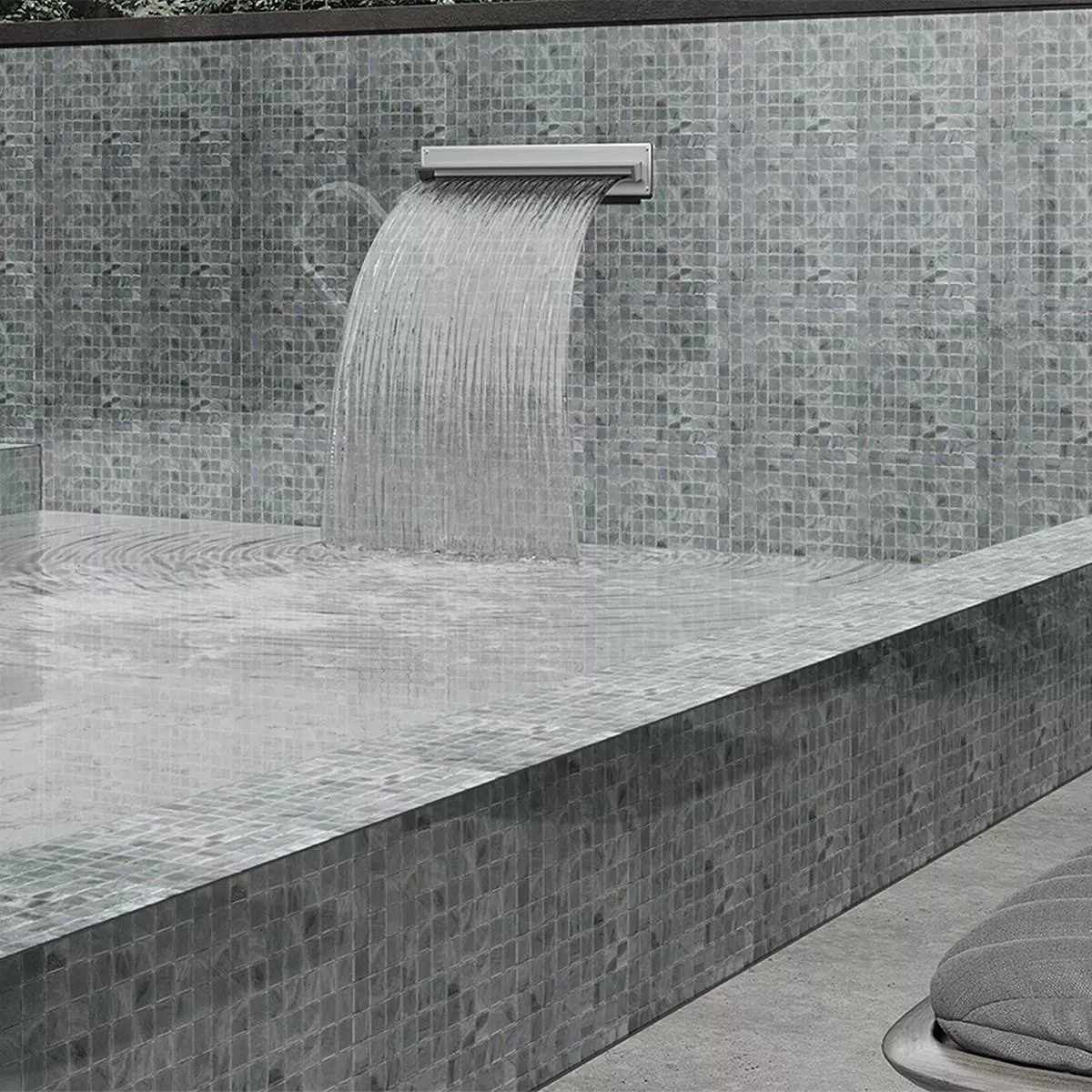 Glass Swimming Pool Mosaic Alassio Grey 38