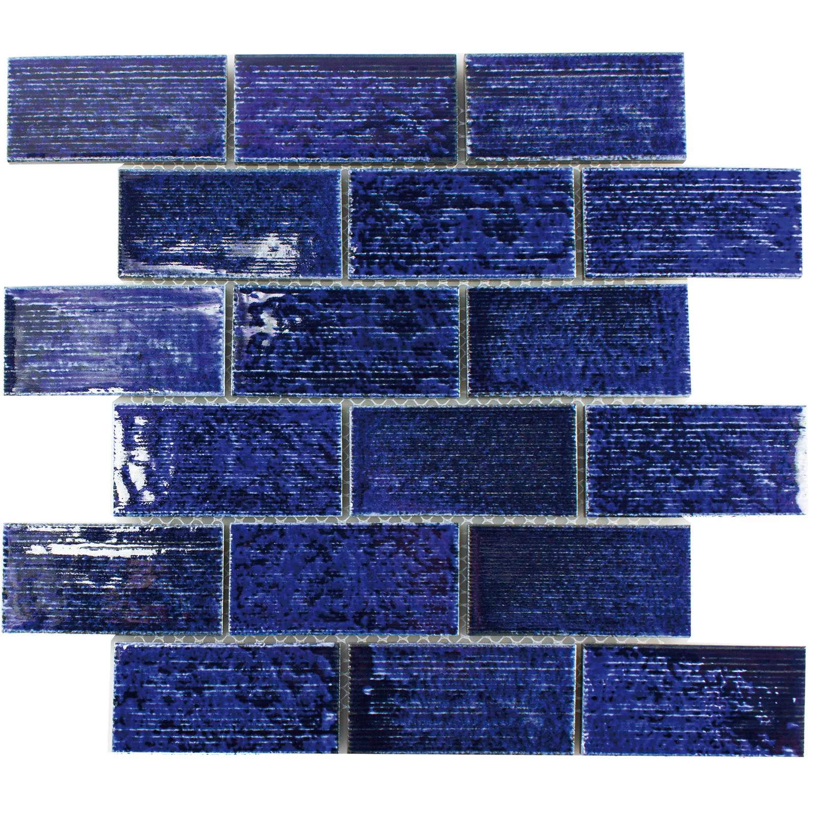 Ceramic Mosaic Tile Bangor Glossy Blue Rectangle