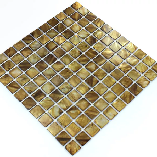 Sample Mosaic Tiles Glass Nacre Effect  Brown