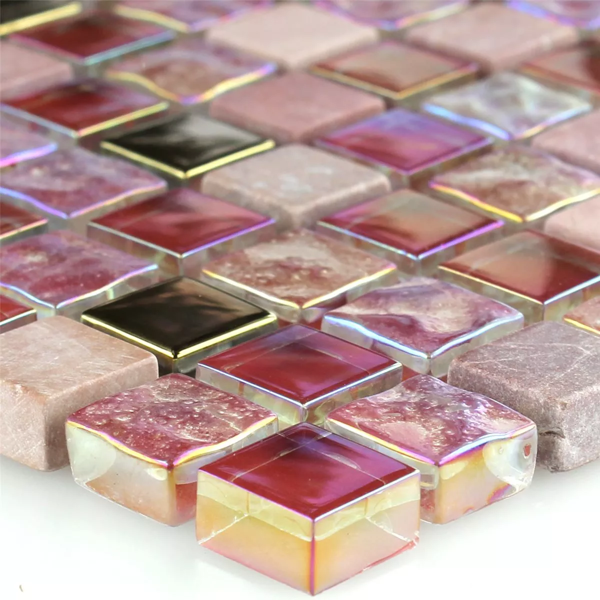 Mosaic Tiles Glass Natural Stone Red Pink Gold Mosaic Tiles Glass Natural Stone Red Pink Gold