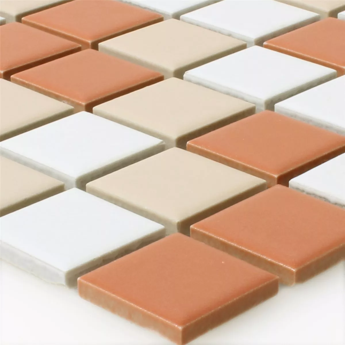 Sample Mosaic Tiles Ceramic White Creme Terrakotta Mix
