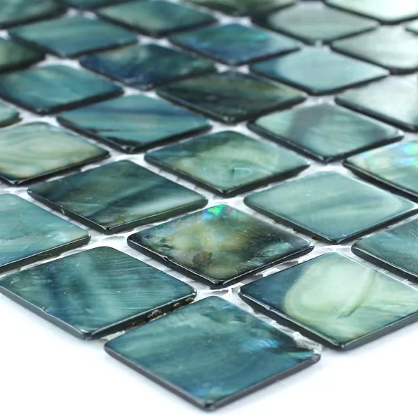 Mosaic Tiles Glass Nacre Effect 25x25x2mm Green