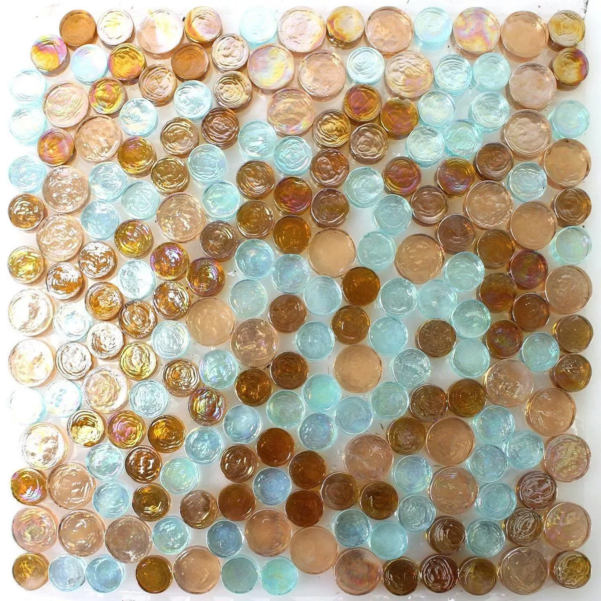 Mosaic Tiles Glass Button Petrol Mix