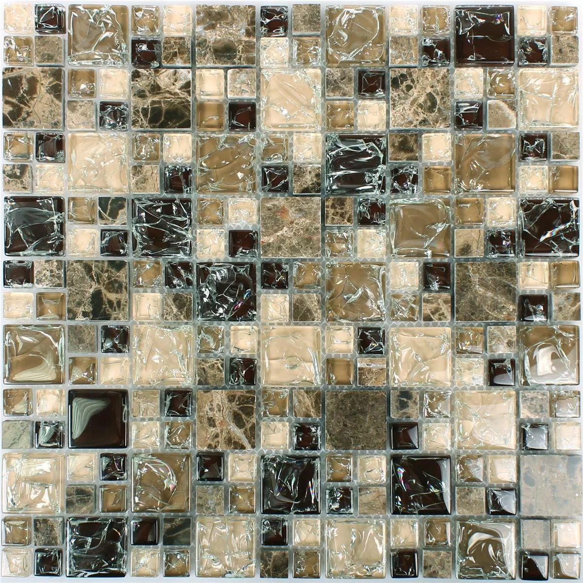 Sample Mosaic Tiles Glass Natural Stone Malawi Dark Emperador ix