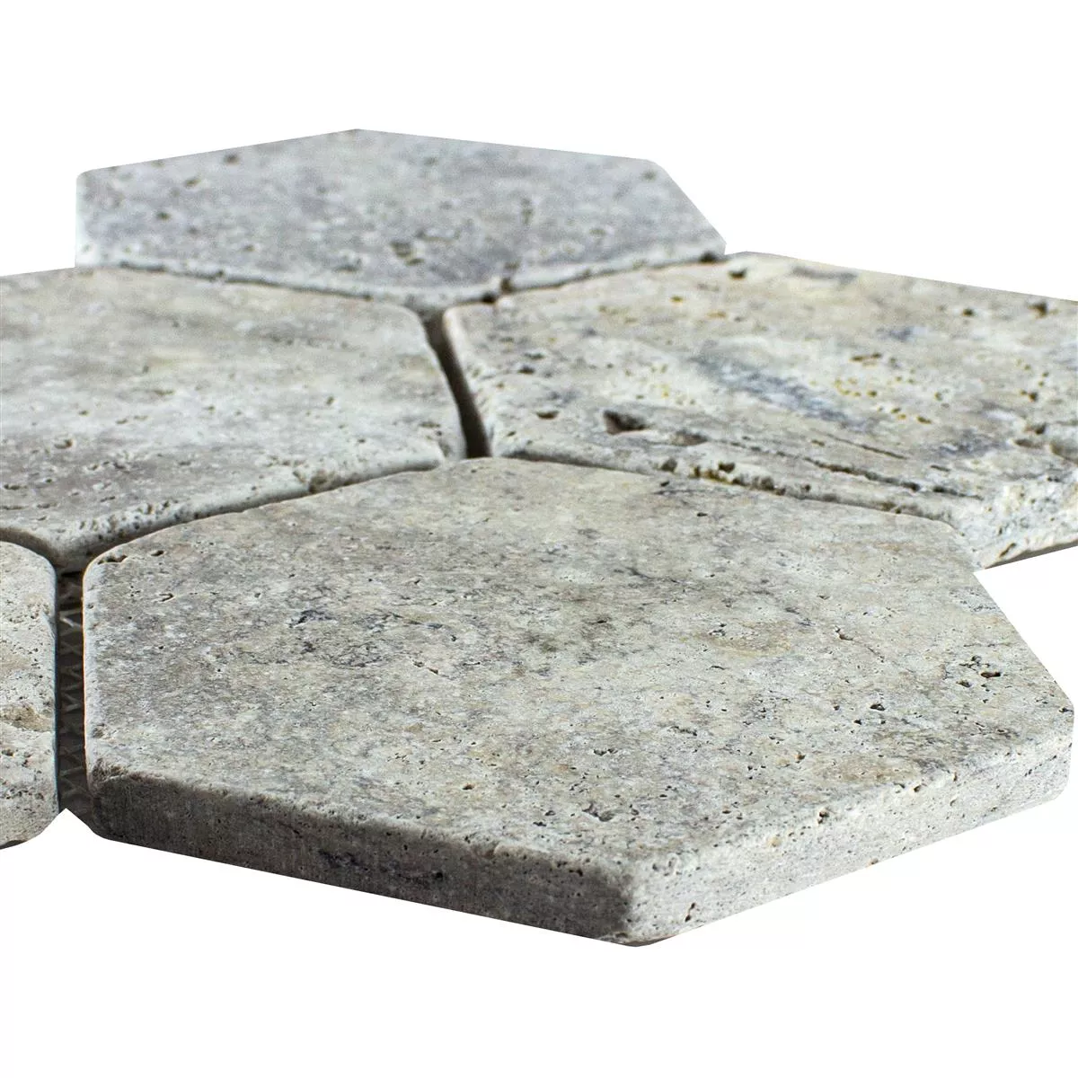 Travertine Natural Stone Mosaic Tiles Mercado Hexagon Silver Travertine Natural Stone Mosaic Tiles Mercado Hexagon Silver