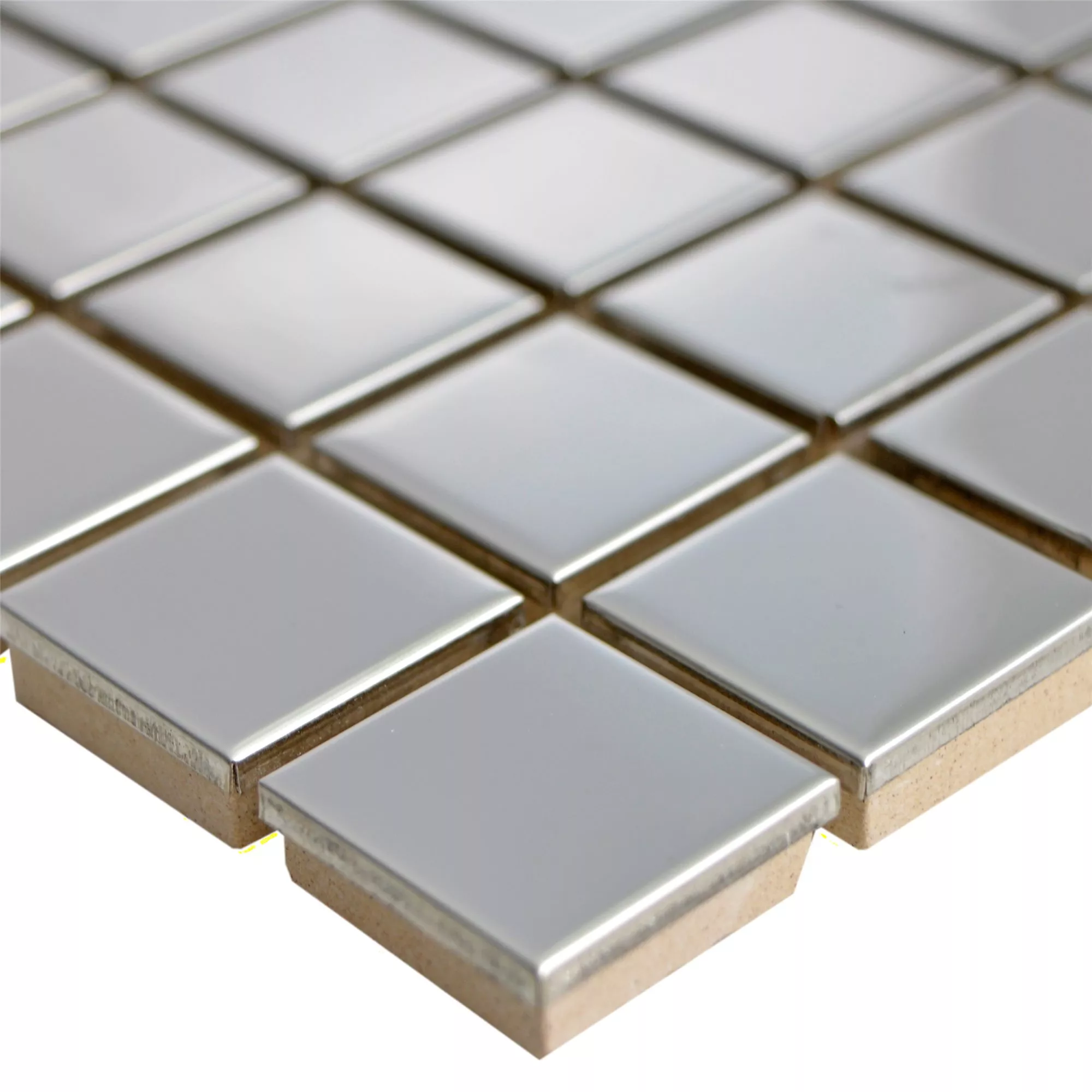 Stainless Steel Mosaic Tiles Magnet Glossy Square 23