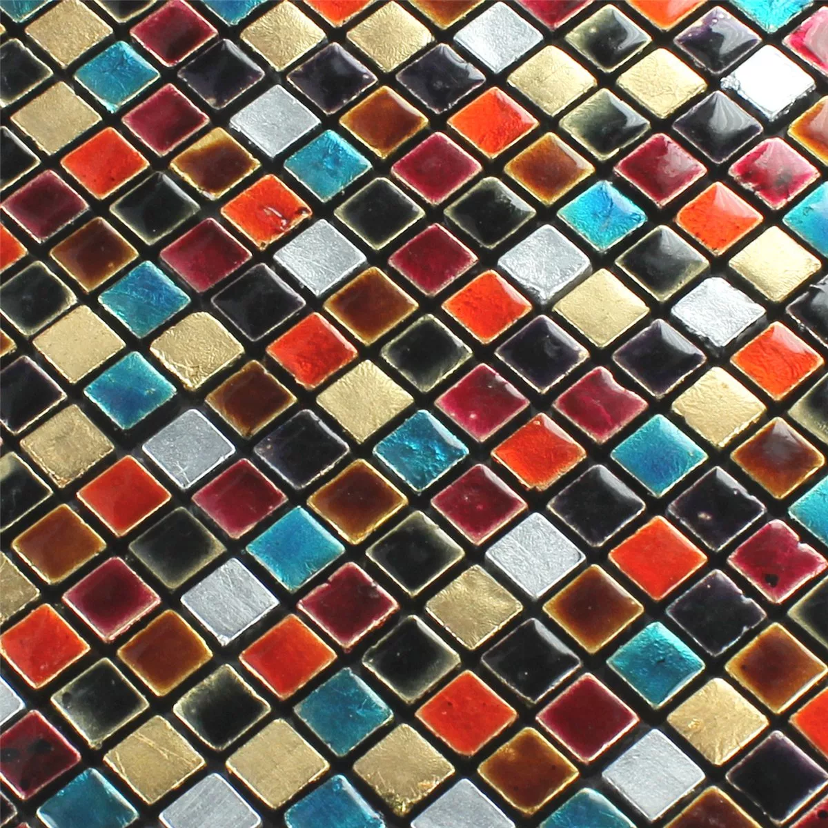 Mosaic Tiles Glass Colored Mix 15x15x8mm