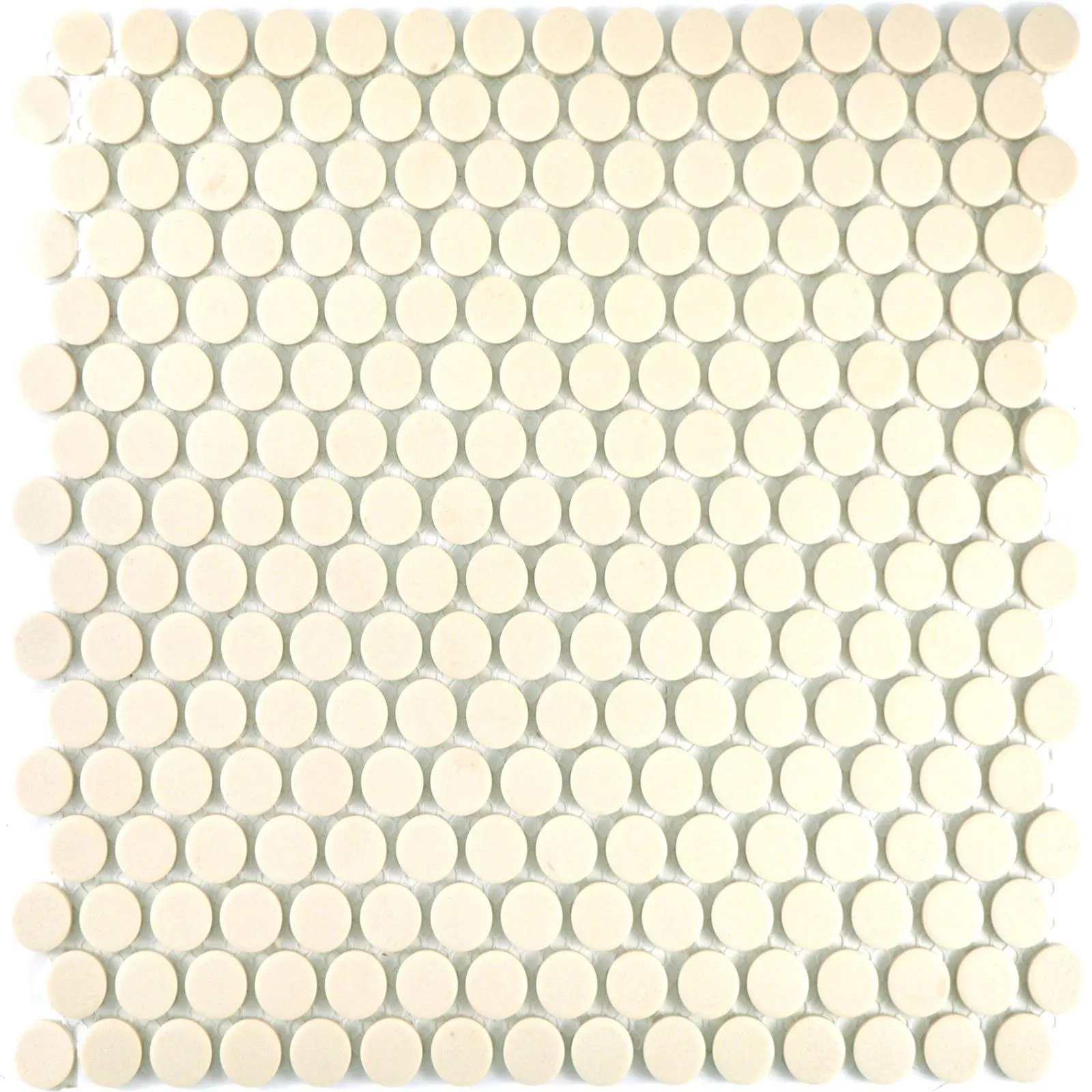 Ceramic Mosaic Tiles Button Radoslov Unglazed Light Beige