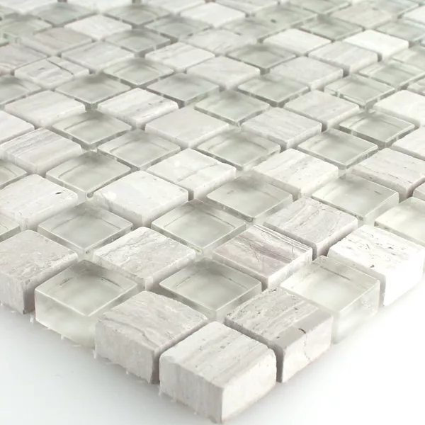 Sample Mosaic Tiles Glass Marble Grey Mix 