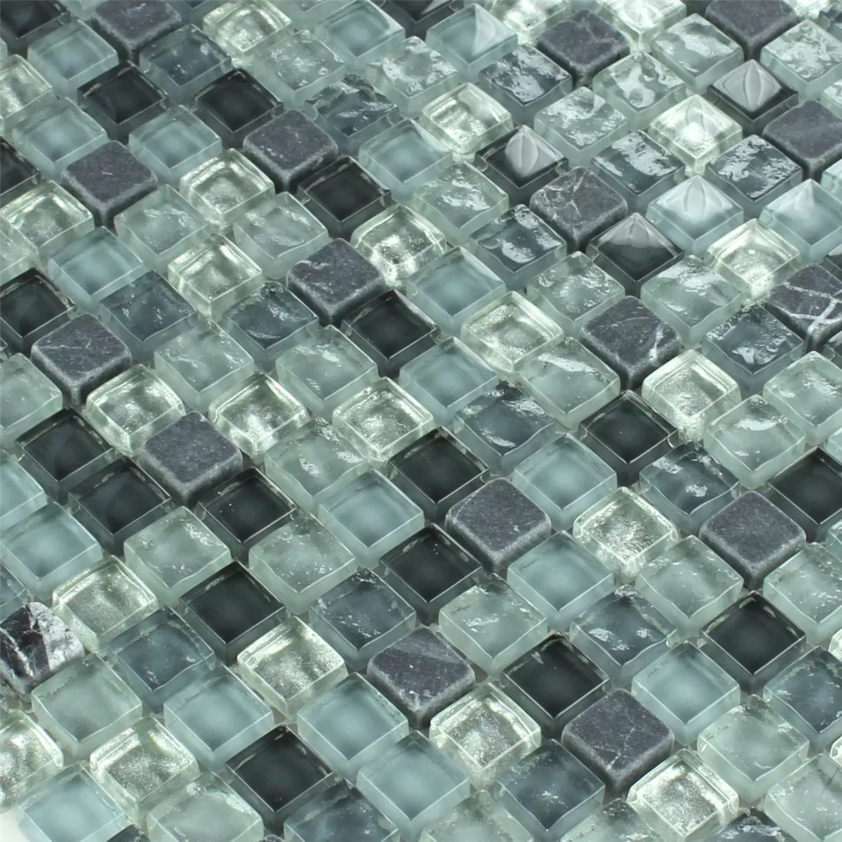 Sample Marble Mosaic Tiles Glass Grey Mix 