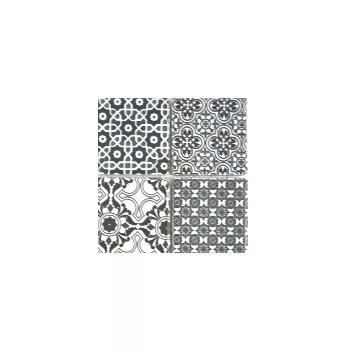 Sample Ceramic Mosaic Tiles Daymion Retro Optic Black 