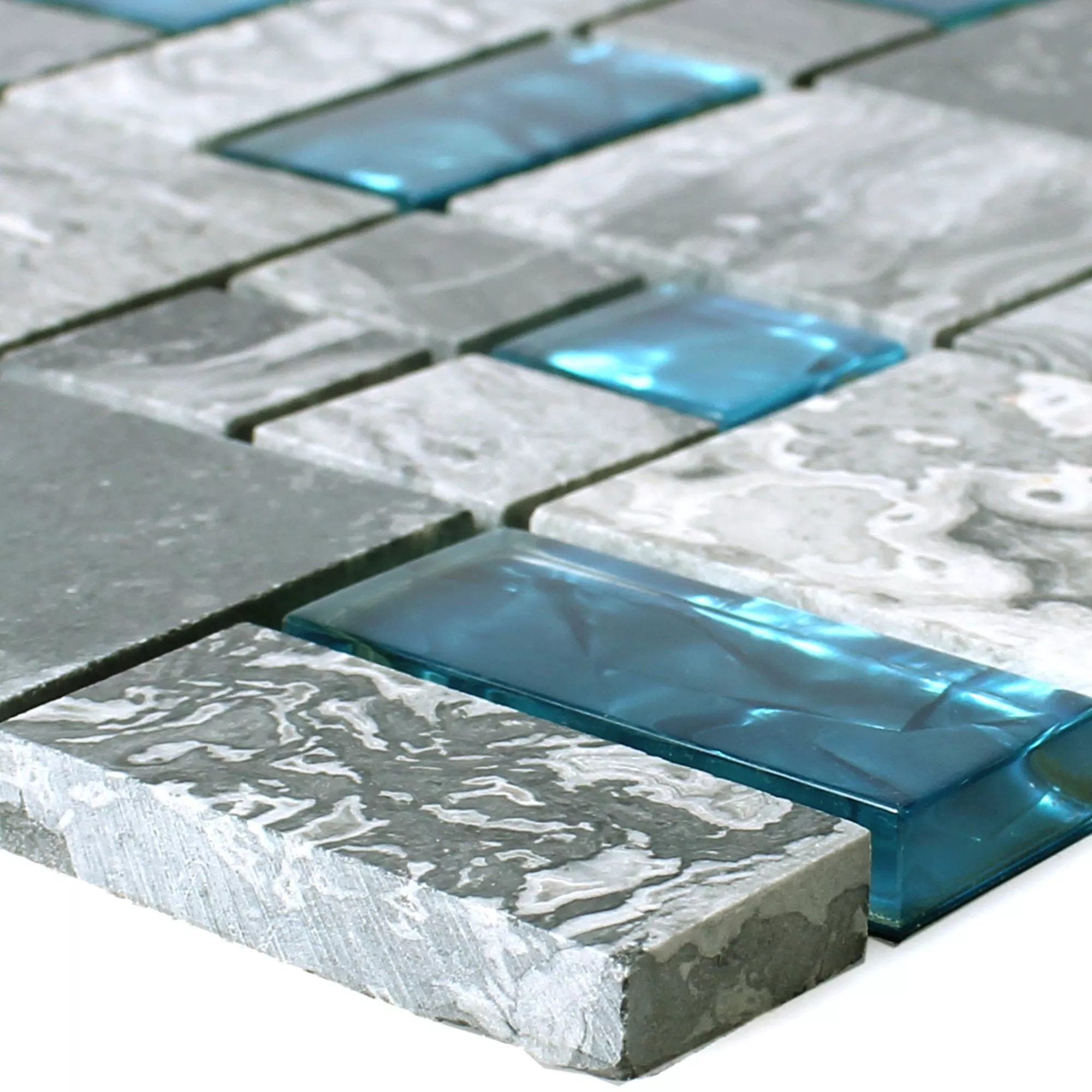 Glass Mosaic Natural Stone Tiles Sinop Grey Blue 2 Mix