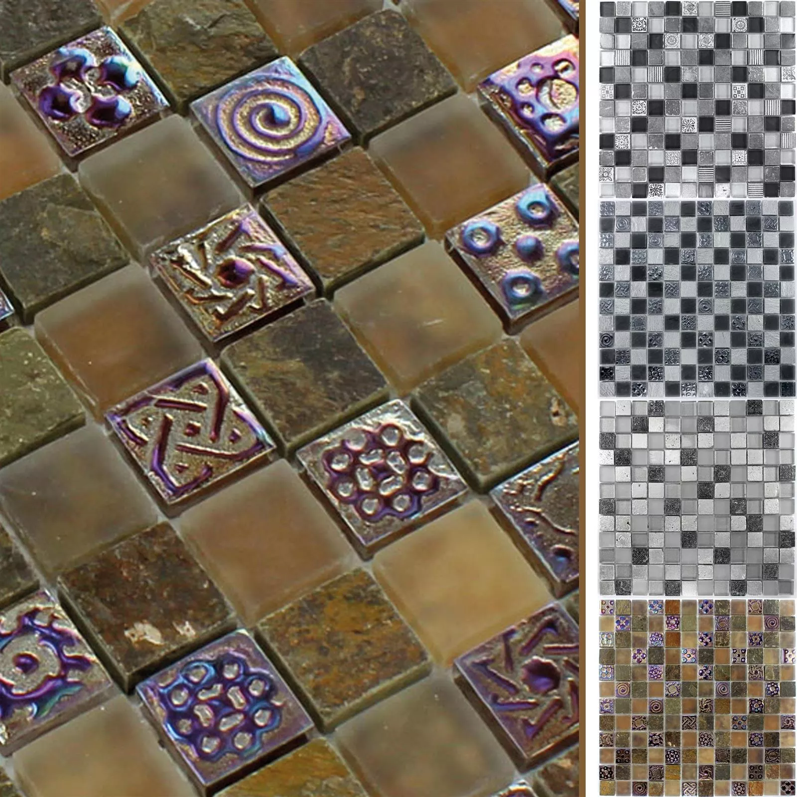 Sample Mosaic Tiles Los Angeles Glass Natural Stone Mix