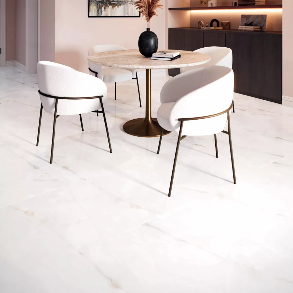 Floor Tiles Konza Marble Optic Polished Glossy Blanc 120x120cm