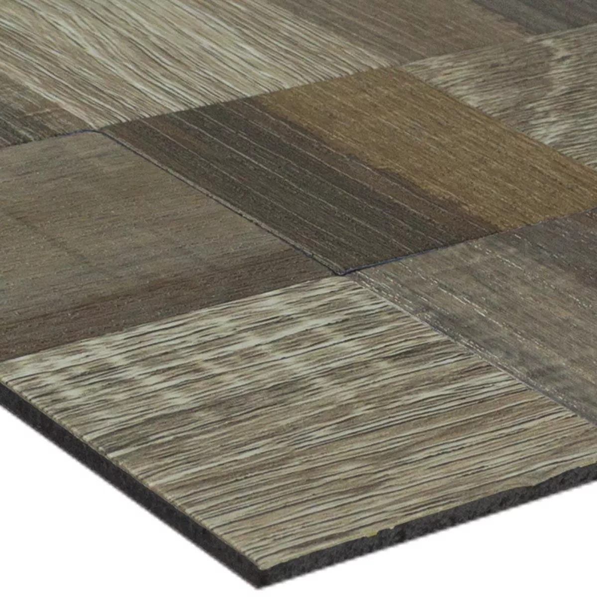 Metal Mosaic Tile Self Adhesive Wood Optic Skypia Brown Beige