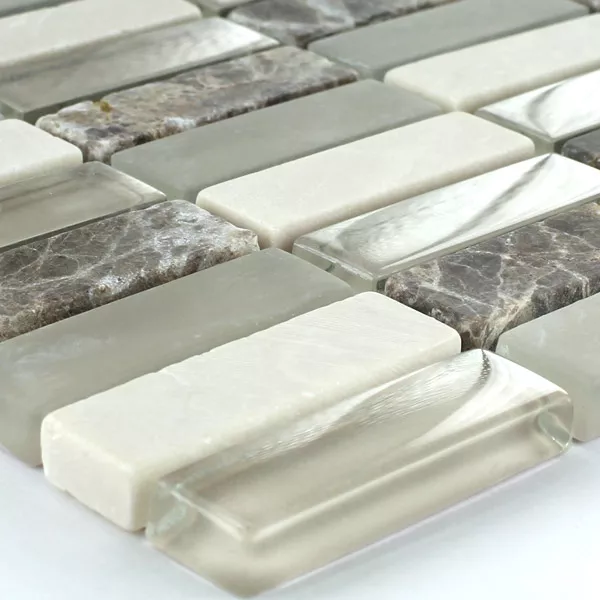 Sample Mosaic Tiles Glass Marble 15x48x8mm Brown Beige Mix Sticks