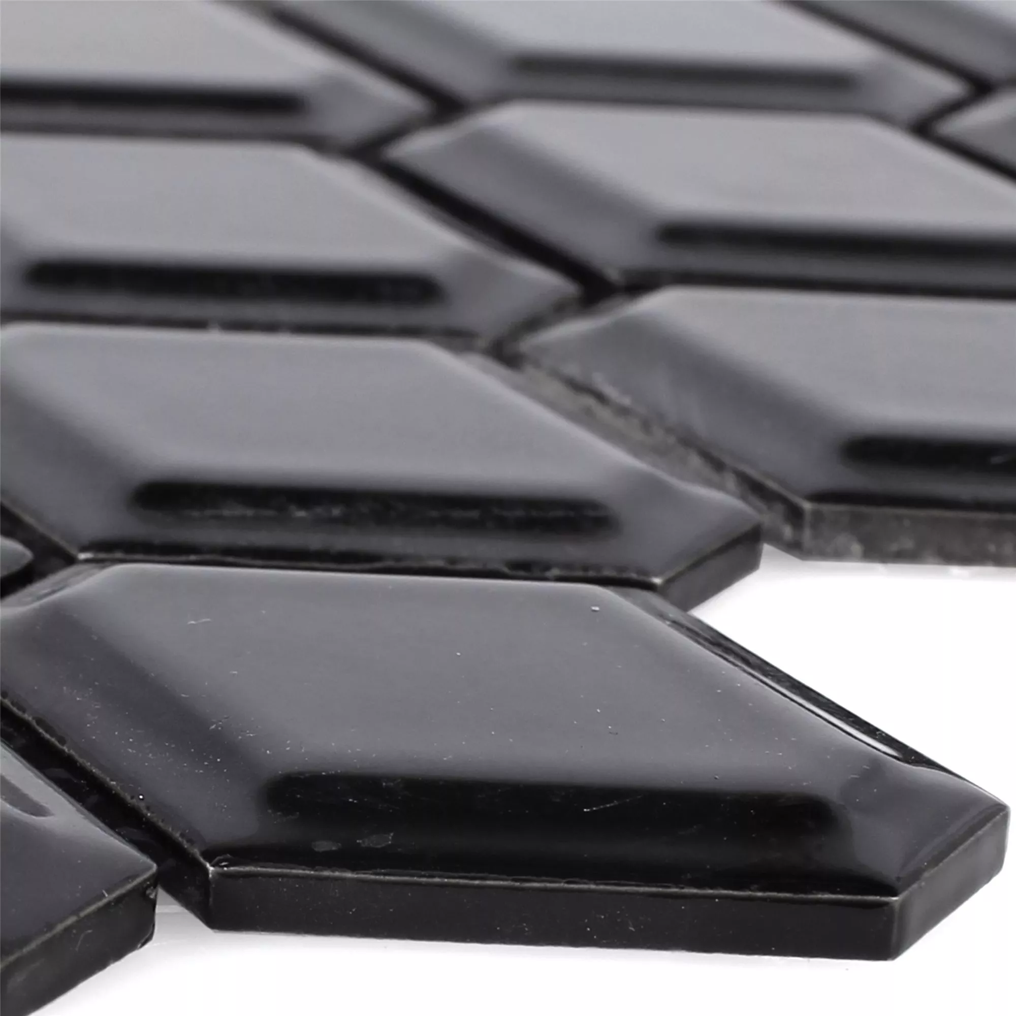 Ceramic Mosaic Tiles Leandro Metro Black Glossy