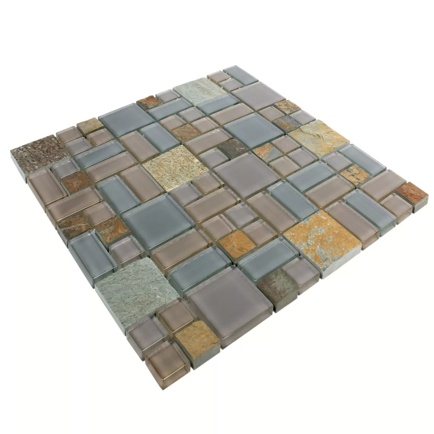 Sample Mosaic Tiles Apollo Natural Stone Glassmix Brown