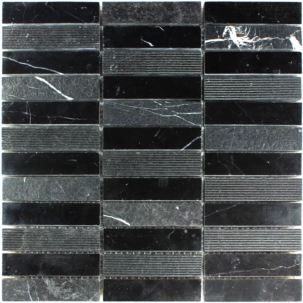 Sample Mosaic Tiles Marble Sticks Milled Polished Black