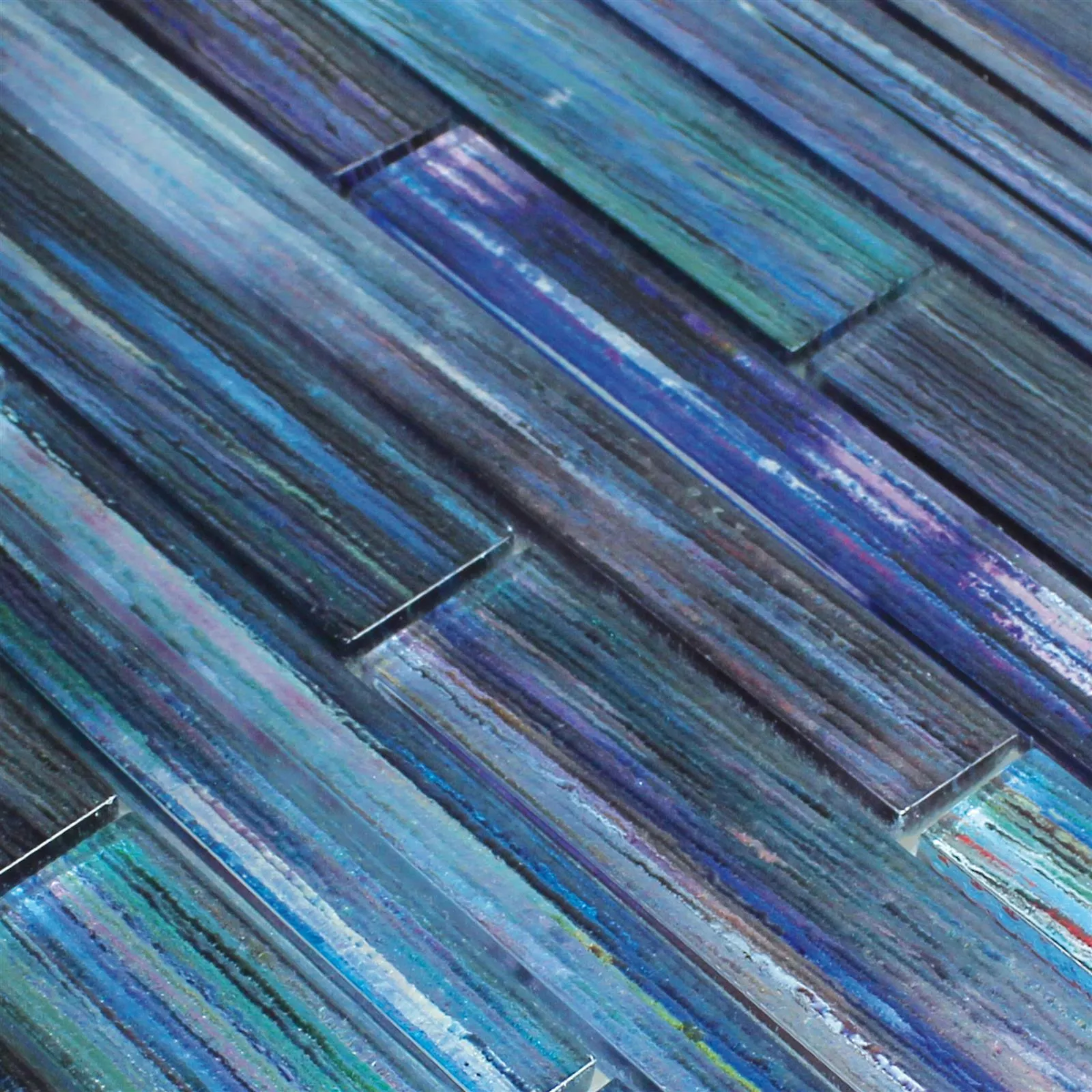 Glass Mosaic Tiles Lemont Structured Blue Grey
