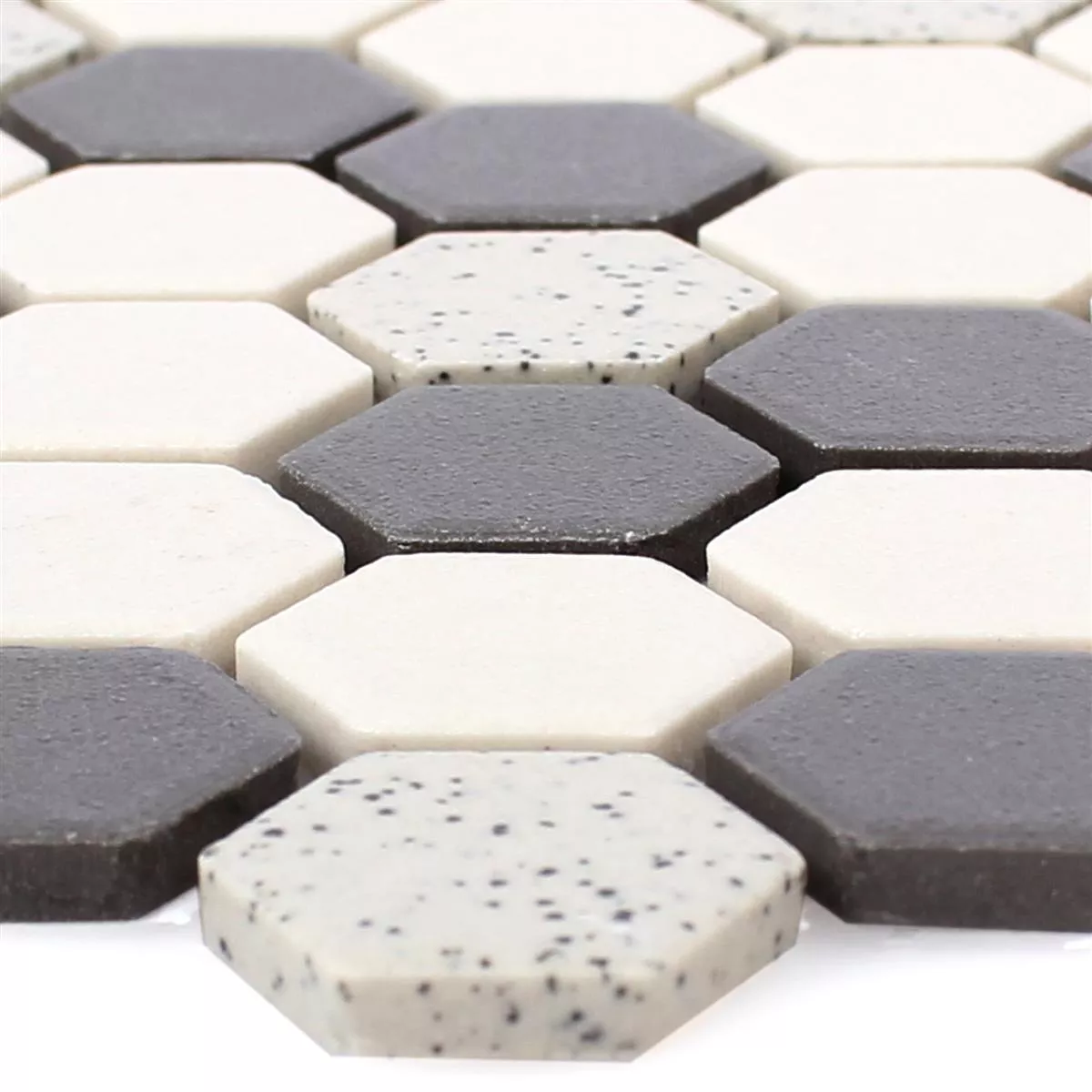 Sample Ceramic Mosaic Tiles Monforte Hexagon Black Grey
