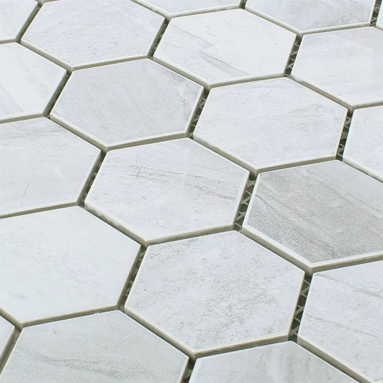 Ceramic Beton Optic Mosaic Tiles Shepherd Hexagon Grey