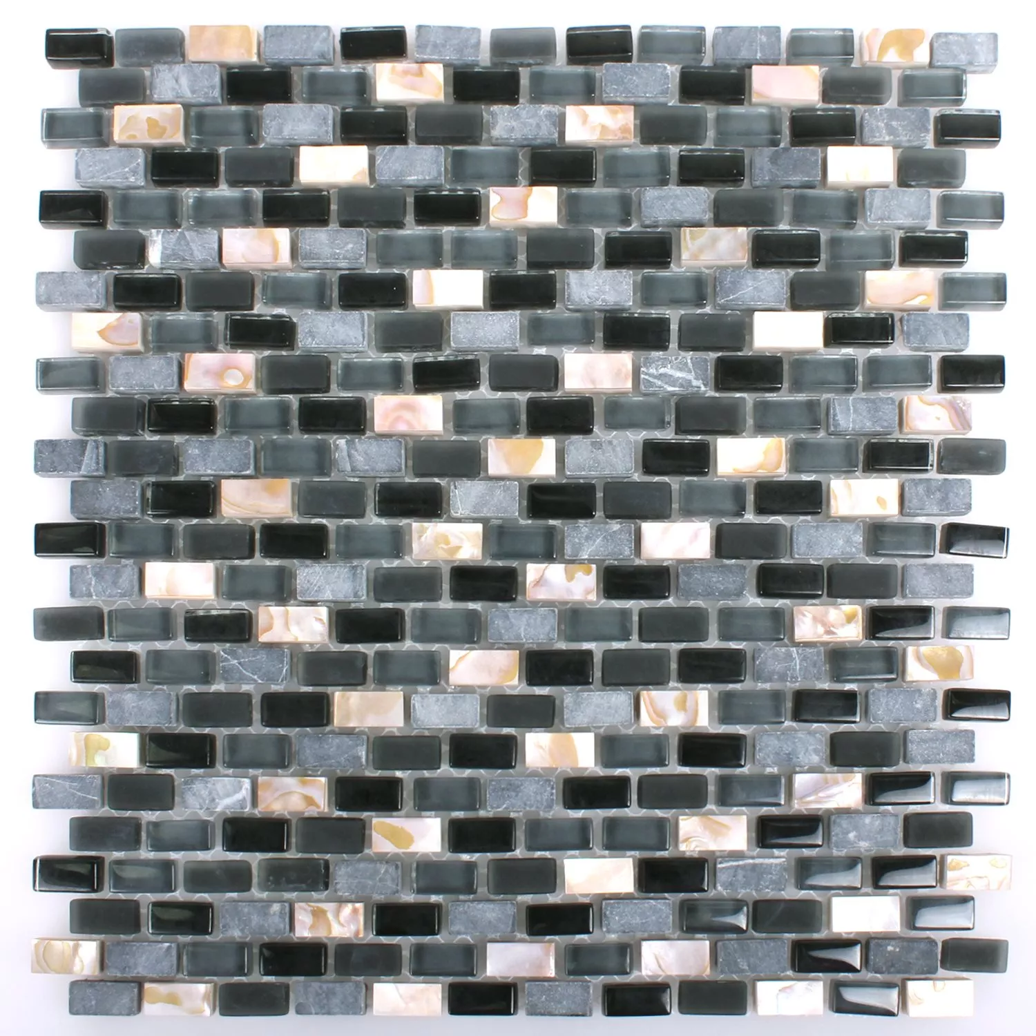 Mosaic Tiles Shell Glass Natural Stone Jasmina Black