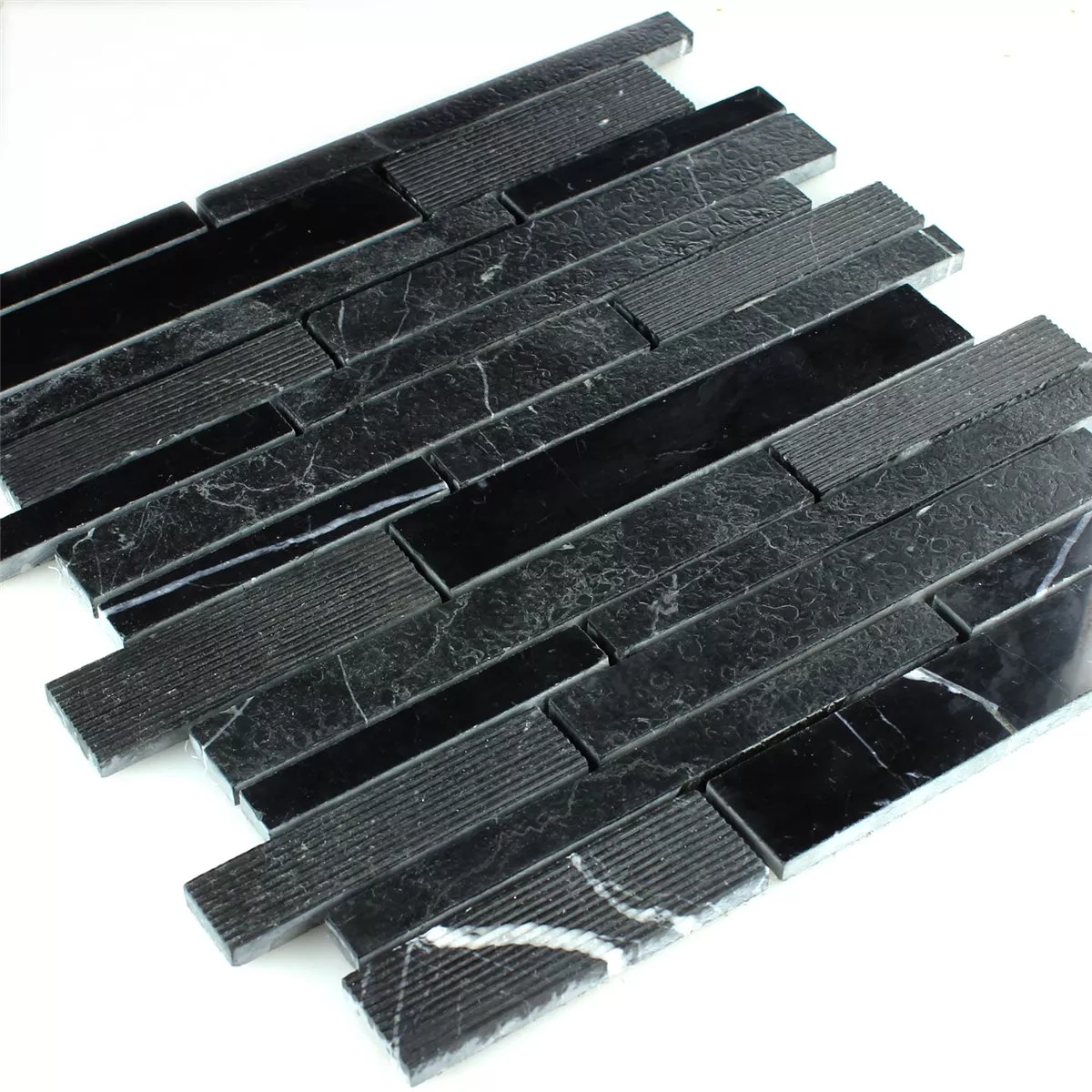 Mosaic Tiles Marble Brick Milled Polished Black